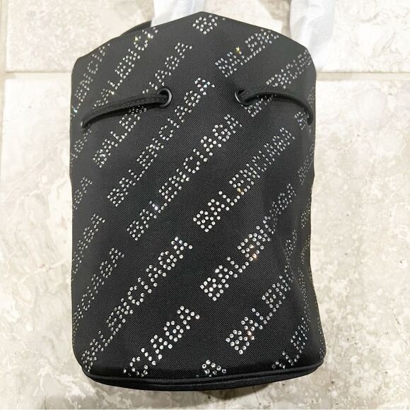 NEW Balenciaga Wheel XS Drawstring Bucket Bag, Black/Crystal - Picture 12 of 15